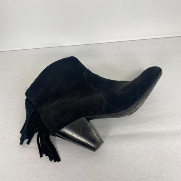 Jessica Simpson Black Suede Fringe Heeled Booties - Picture 8 of 9
